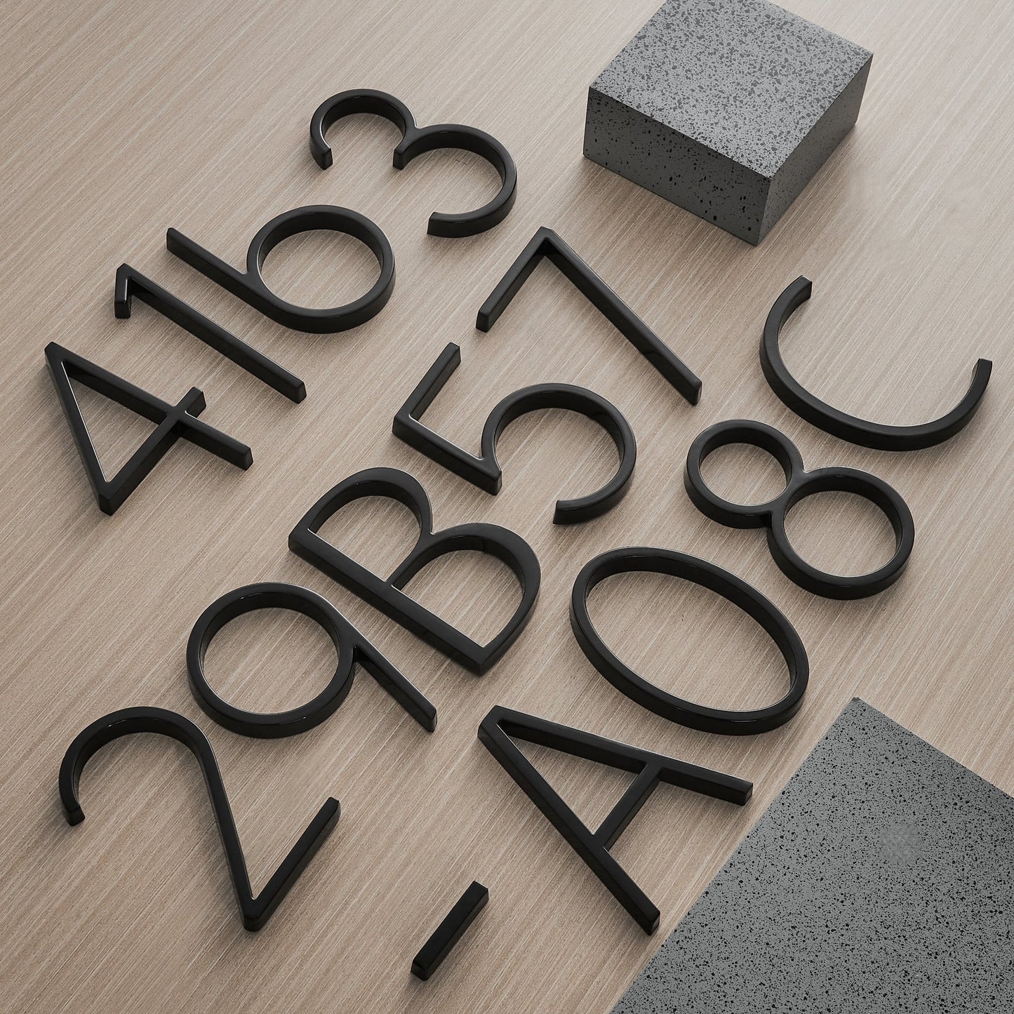 BowLift | House Numbers Modern Black Metal Floating Style