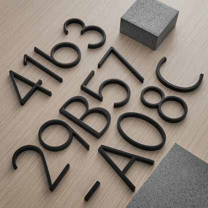 BowLift | House Numbers Modern Black Metal Floating Style