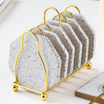 Skanto | Swirled Ceramic Coasters with Holder