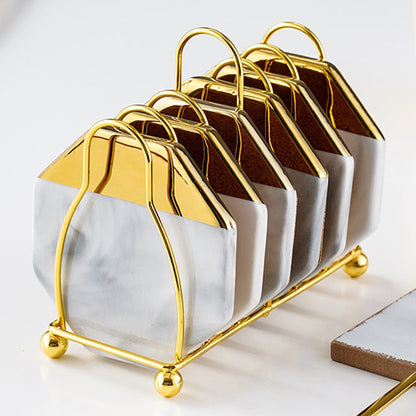 Skanto | Swirled Ceramic Coasters with Holder