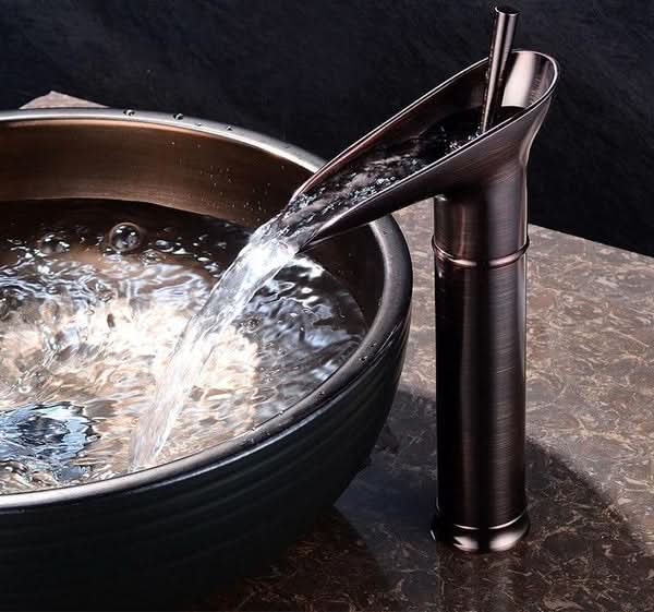 Skanto | Antique Brass Waterfall Bathroom Faucet
