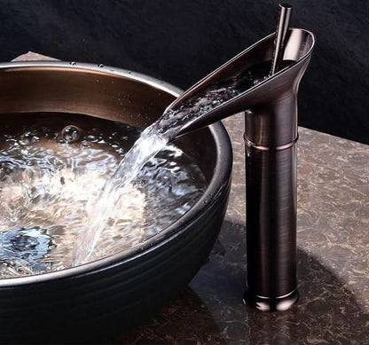 Skanto | Antique Brass Waterfall Bathroom Faucet