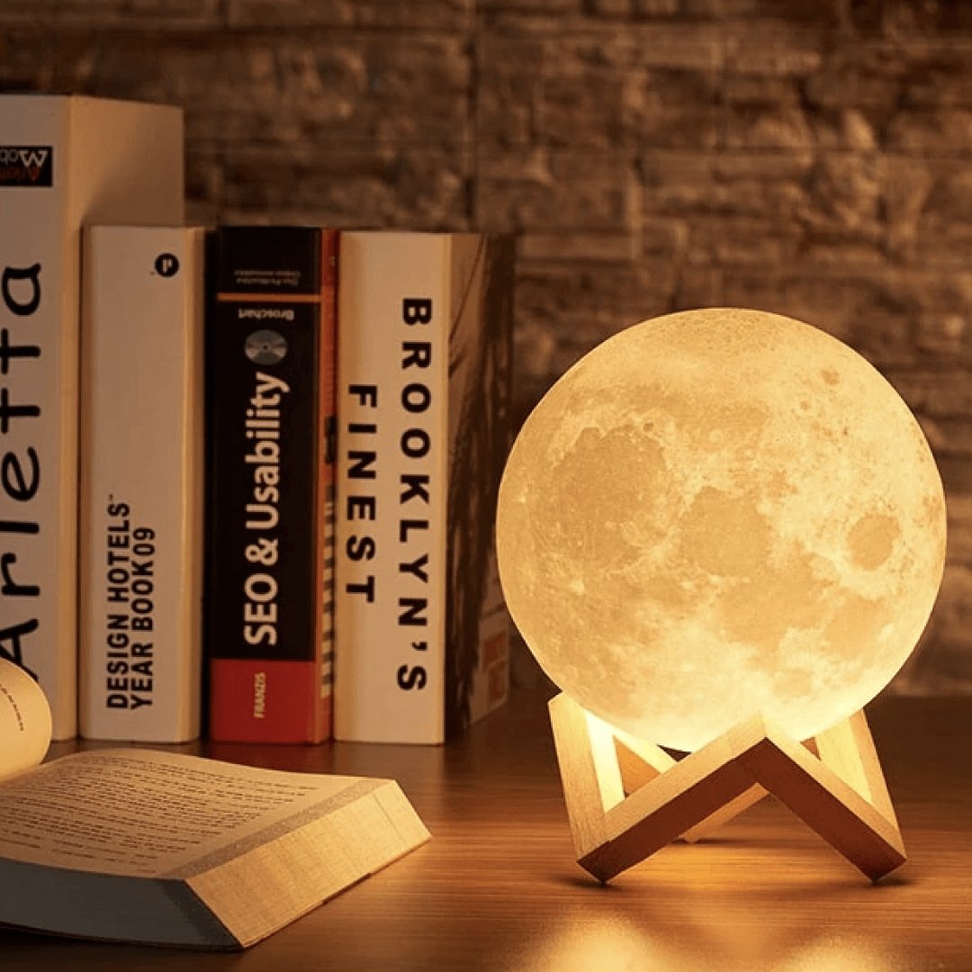 BowLift | Magical Moon Lamp - with Wireless Touch Control and Wooden Stand