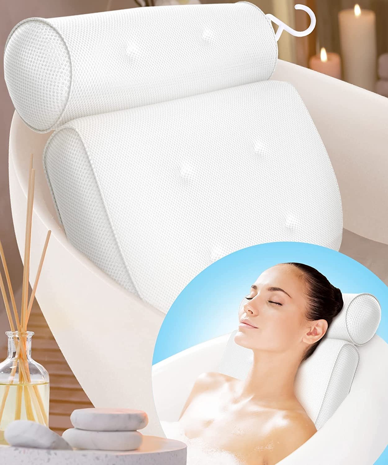Skanto Orthopedic Bath Pillow - Breathable Bath Headrest with Suction Cups Skanto