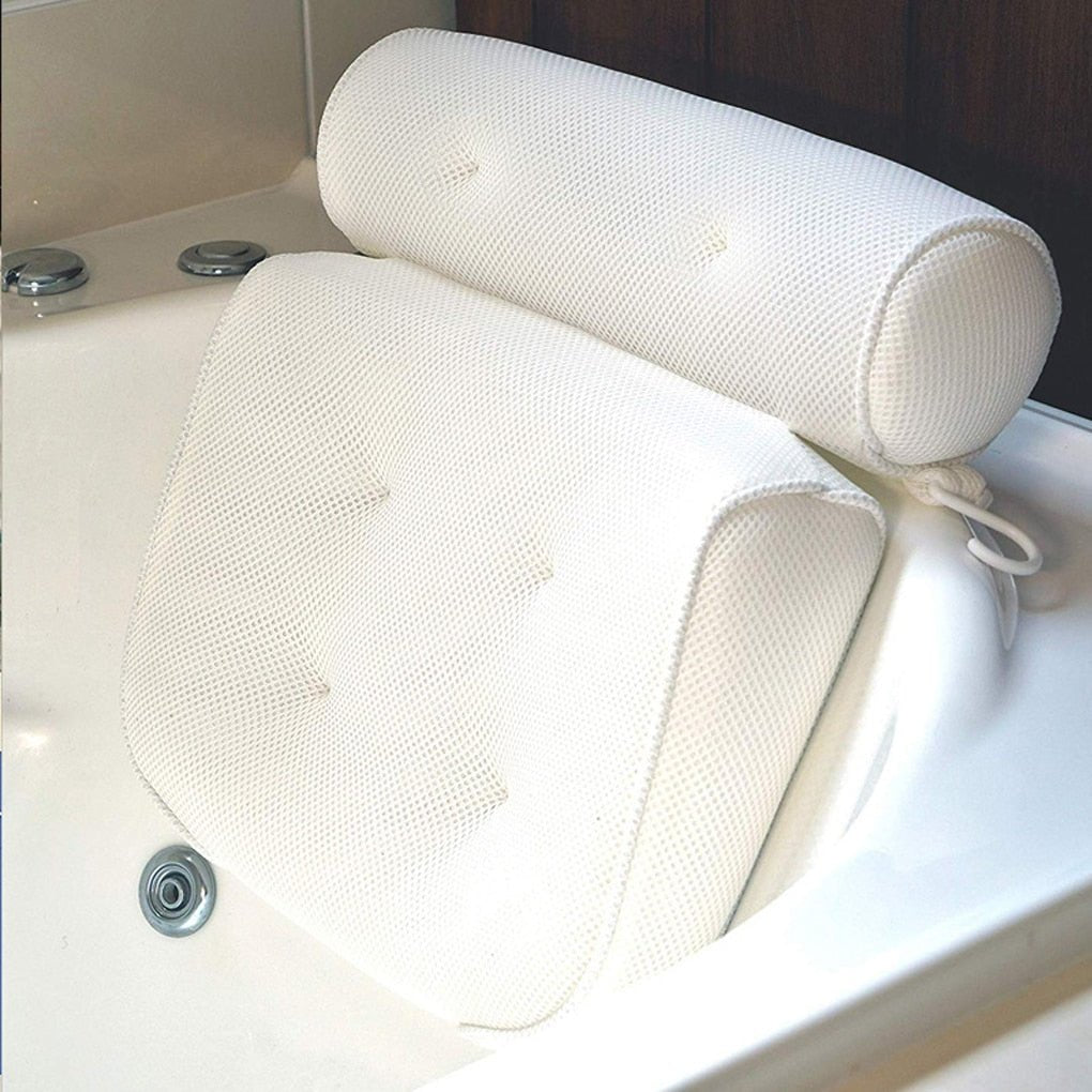 Skanto | Orthopedic Bath Pillow - Breathable Bath Headrest Made of 3D Mesh Fabric with Suction Cups