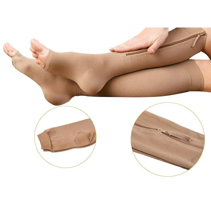 Zipper Compression Socks Support Stockings 20-30 mmHg