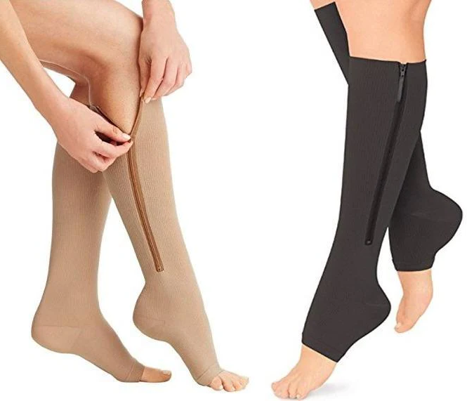 Zipper Compression Socks Support Stockings 20-30 mmHg