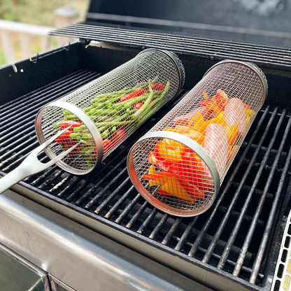 BowLift | Stainless Steel Rolling BBQ Grill Basket – Rotating Design for Perfectly Grilled Food