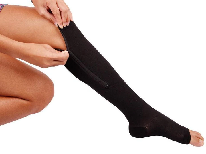 Zipper Compression Socks Support Stockings 20-30 mmHg