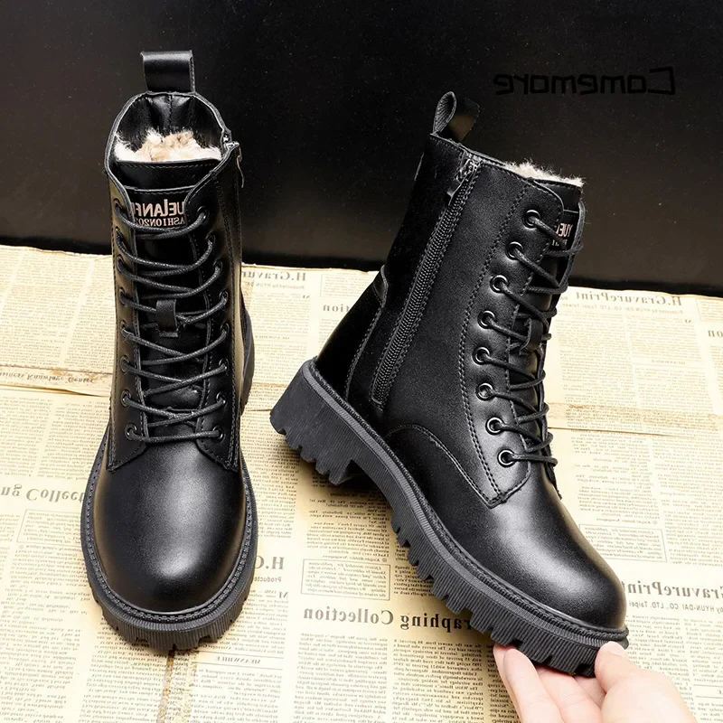 Skanto | Stylish and Durable Black Leather Winter Boots