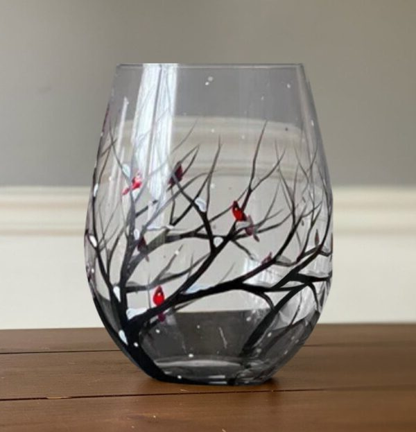 Skanto | Four Seasons Tree Wine Glasses – Hand-Painted Art