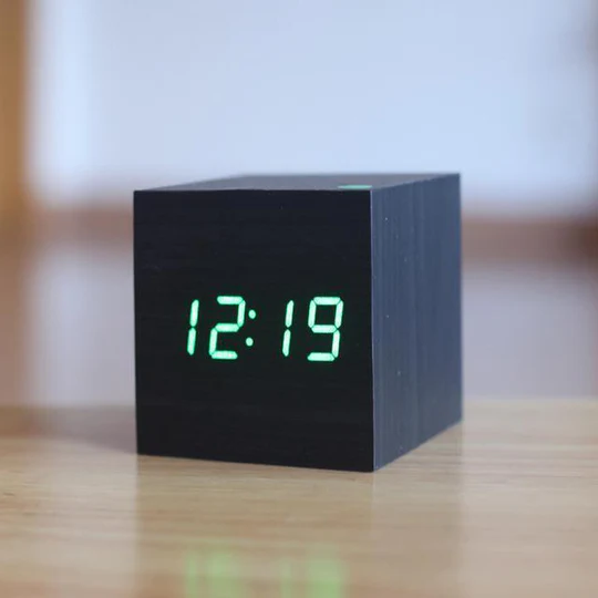 Digital wooden clock with LED display