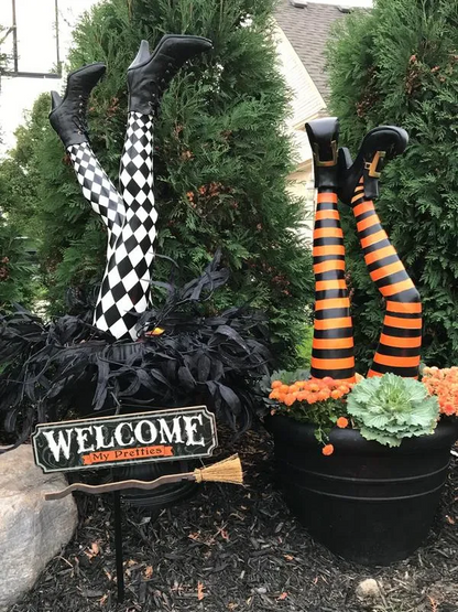 BowLift | Witch Leg Stakes, Set Of Two Yard Halloween Decoration