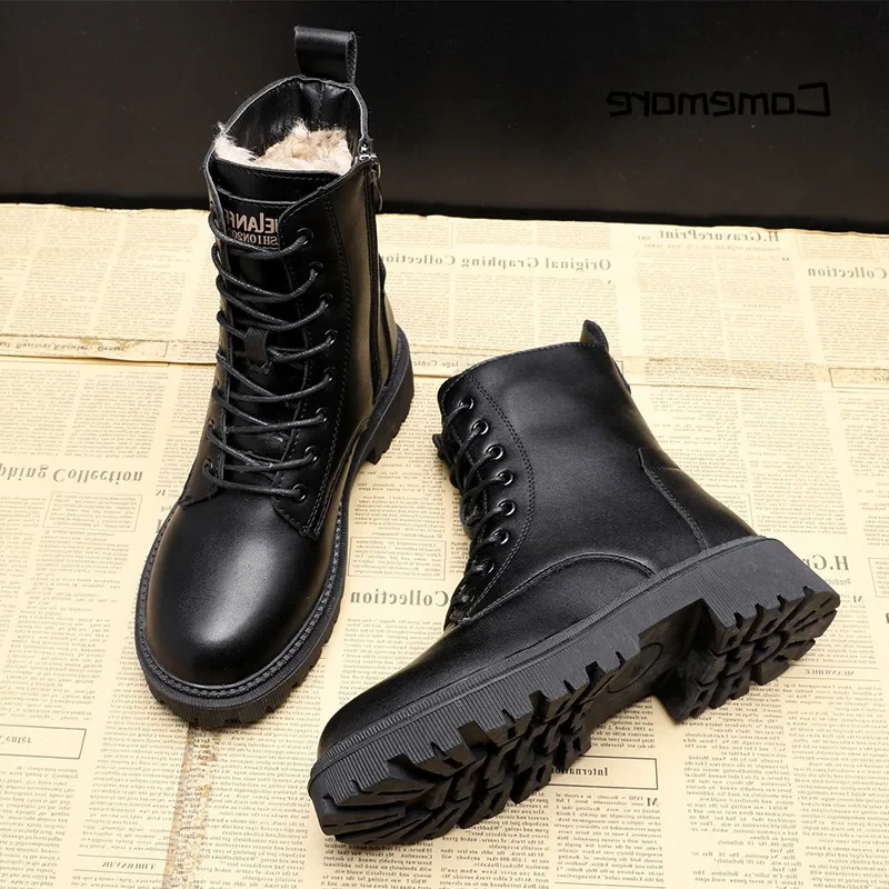 Skanto | Stylish and Durable Black Leather Winter Boots