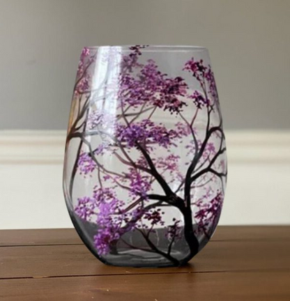 Skanto | Four Seasons Tree Wine Glasses – Hand-Painted Art