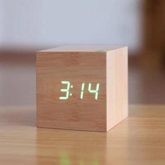 Digital wooden clock with LED display