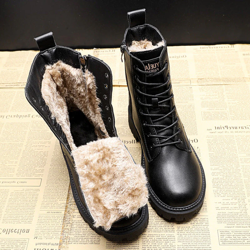 Skanto | Stylish and Durable Black Leather Winter Boots