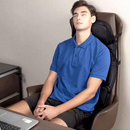Brehn | 8-Mode Massage Seat Cushion | Heated Back & Neck Support | 8 Vibration Modes | Infrared Heat Therapy | Ergonomic Design for Car & Office