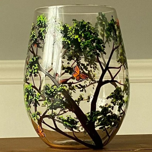 Skanto | Four Seasons Tree Wine Glasses – Hand-Painted Art