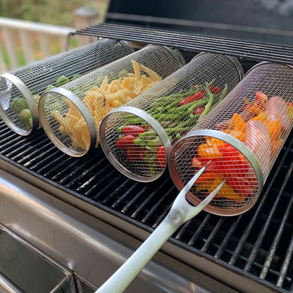 BowLift | Stainless Steel Rolling BBQ Grill Basket – Rotating Design for Perfectly Grilled Food