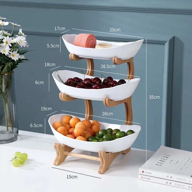 BowLift | Ovaluxe Tiered Fruit Bowl | Elegant 2-Tier and 3-Tier kitchen organizer for fruit and snacks