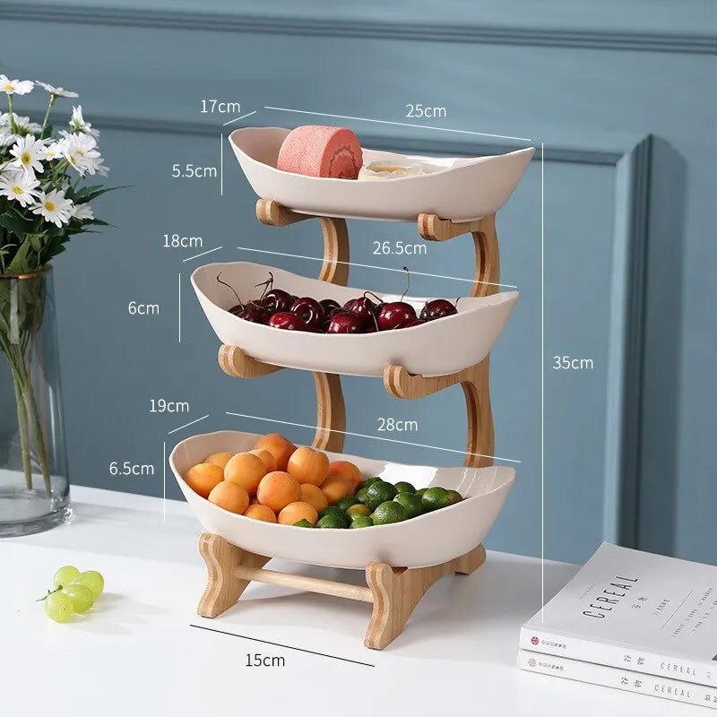 BowLift | Ovaluxe Tiered Fruit Bowl | Elegant 2-Tier and 3-Tier kitchen organizer for fruit and snacks