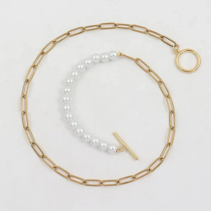 BowLift | Paperclip Chain Pearl Blended Bracelet and Necklace