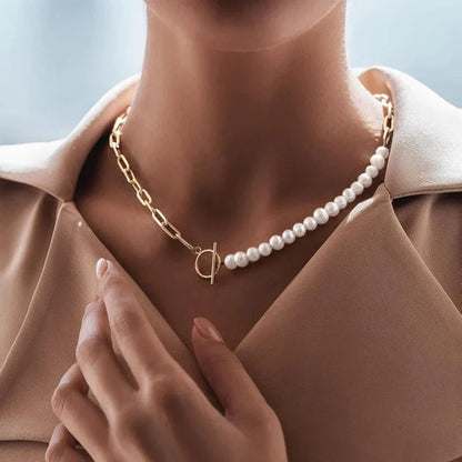 BowLift | Paperclip Chain Pearl Blended Bracelet and Necklace