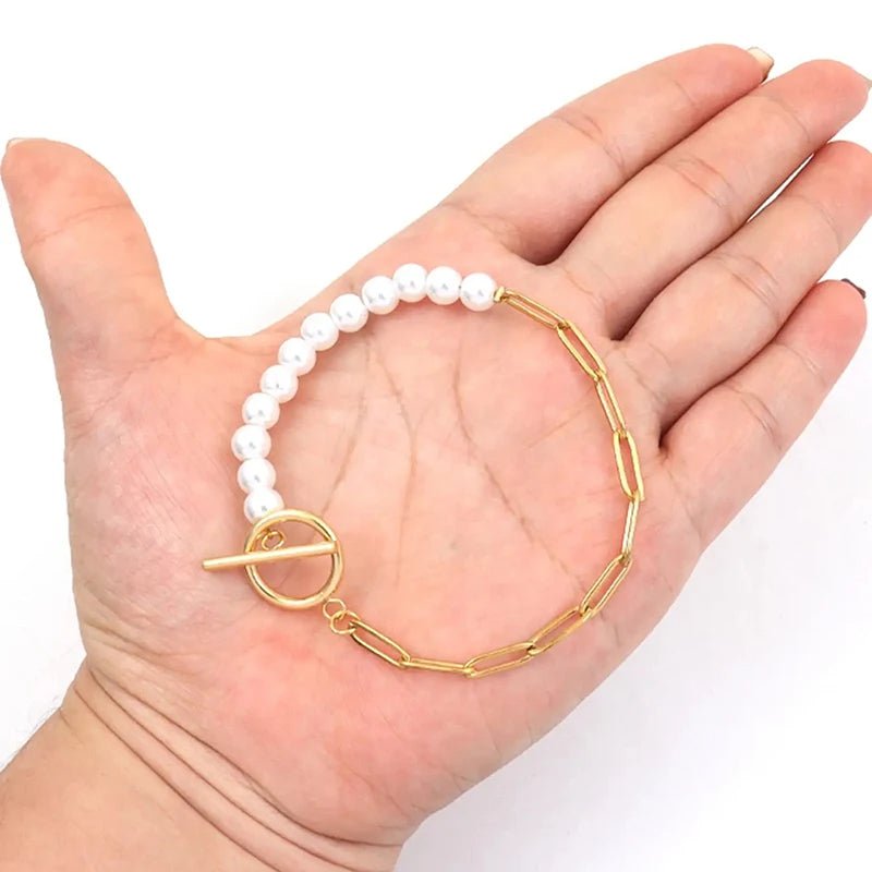 BowLift | Paperclip Chain Pearl Blended Bracelet and Necklace