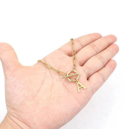 BowLift | Paperclip Letter Initial Circle Lock Clasp Necklace