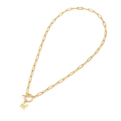 BowLift | Paperclip Letter Initial Circle Lock Clasp Necklace