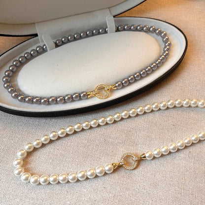 Skanto | Pearl Diamond Accented Circular Pendant Bracelet and Necklace