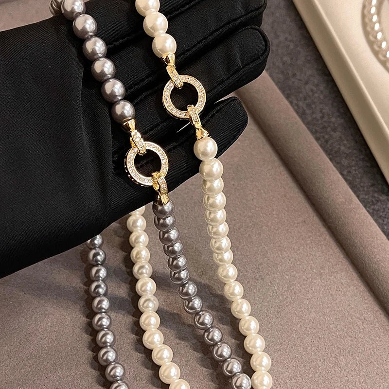 Skanto | Pearl Diamond Accented Circular Pendant Bracelet and Necklace