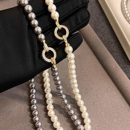 Skanto | Pearl Diamond Accented Circular Pendant Bracelet and Necklace