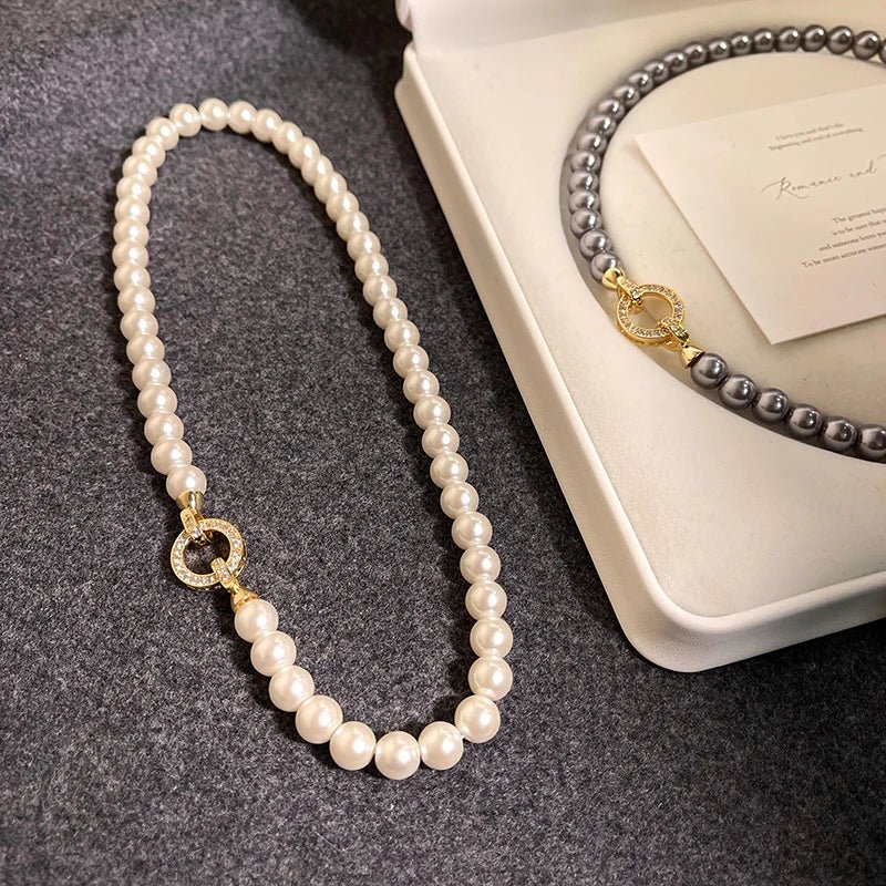 Skanto | Pearl Diamond Accented Circular Pendant Bracelet and Necklace