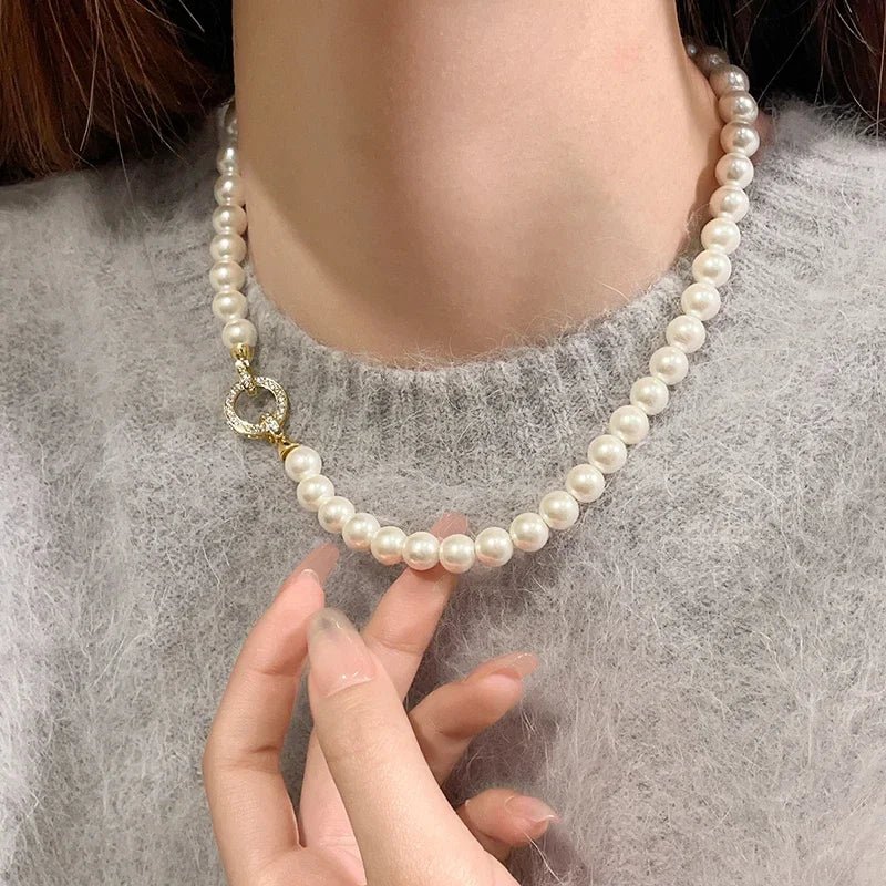 Skanto | Pearl Diamond Accented Circular Pendant Bracelet and Necklace