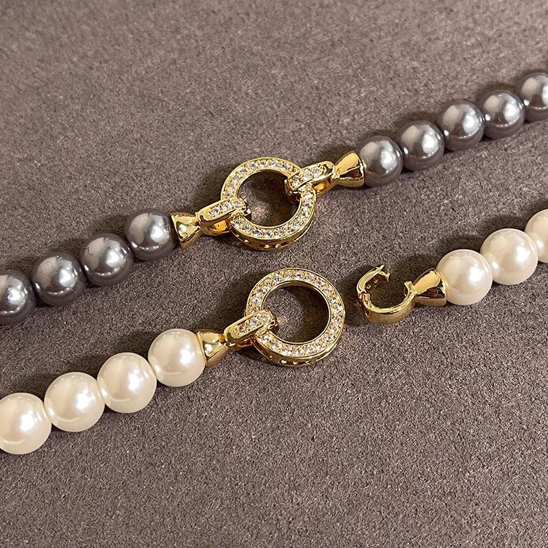Skanto | Pearl Diamond Accented Circular Pendant Bracelet and Necklace
