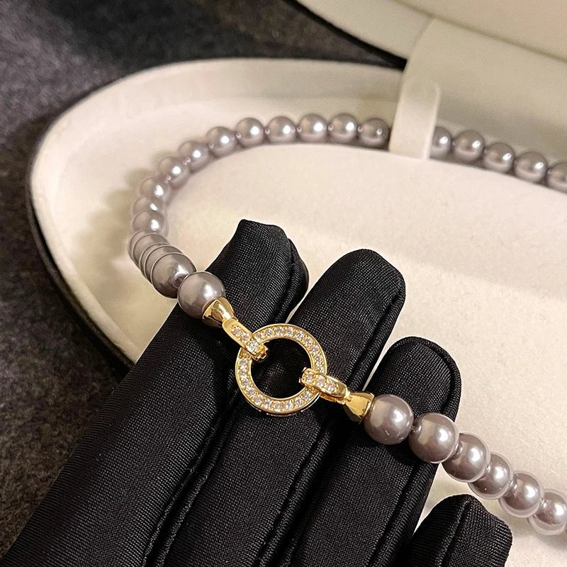 Skanto | Pearl Diamond Accented Circular Pendant Bracelet and Necklace