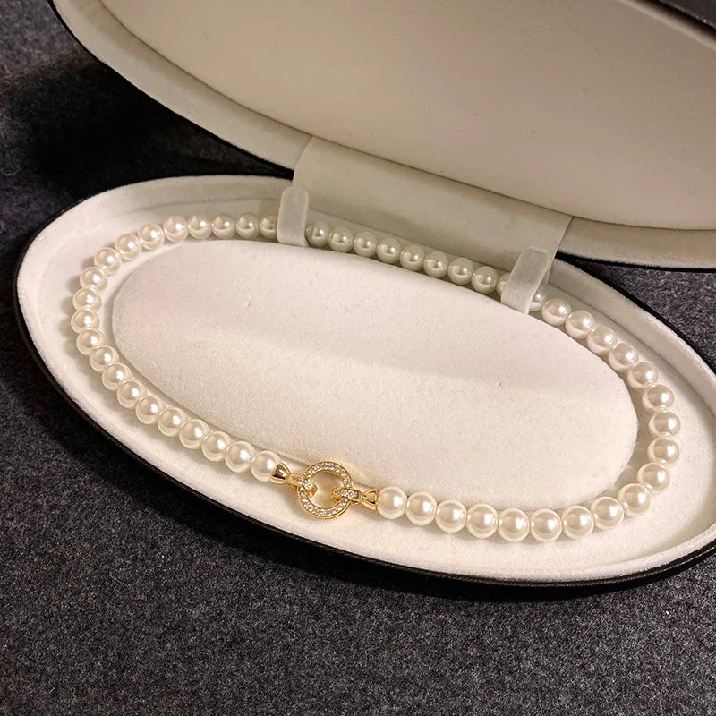 Skanto | Pearl Diamond Accented Circular Pendant Bracelet and Necklace