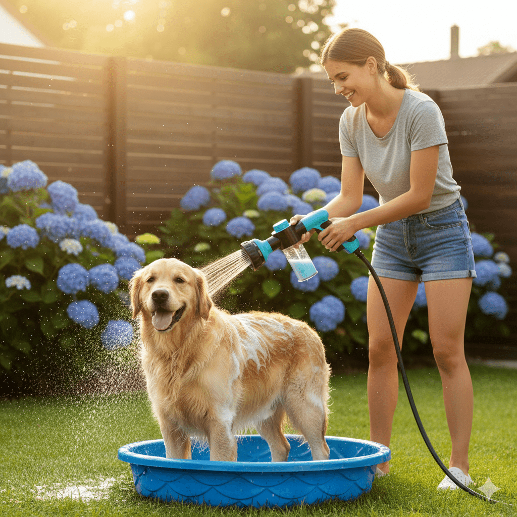 BowLift | PetWash 360° – High-Pressure Dog Bath Spray with 3 Modes & Water Control
