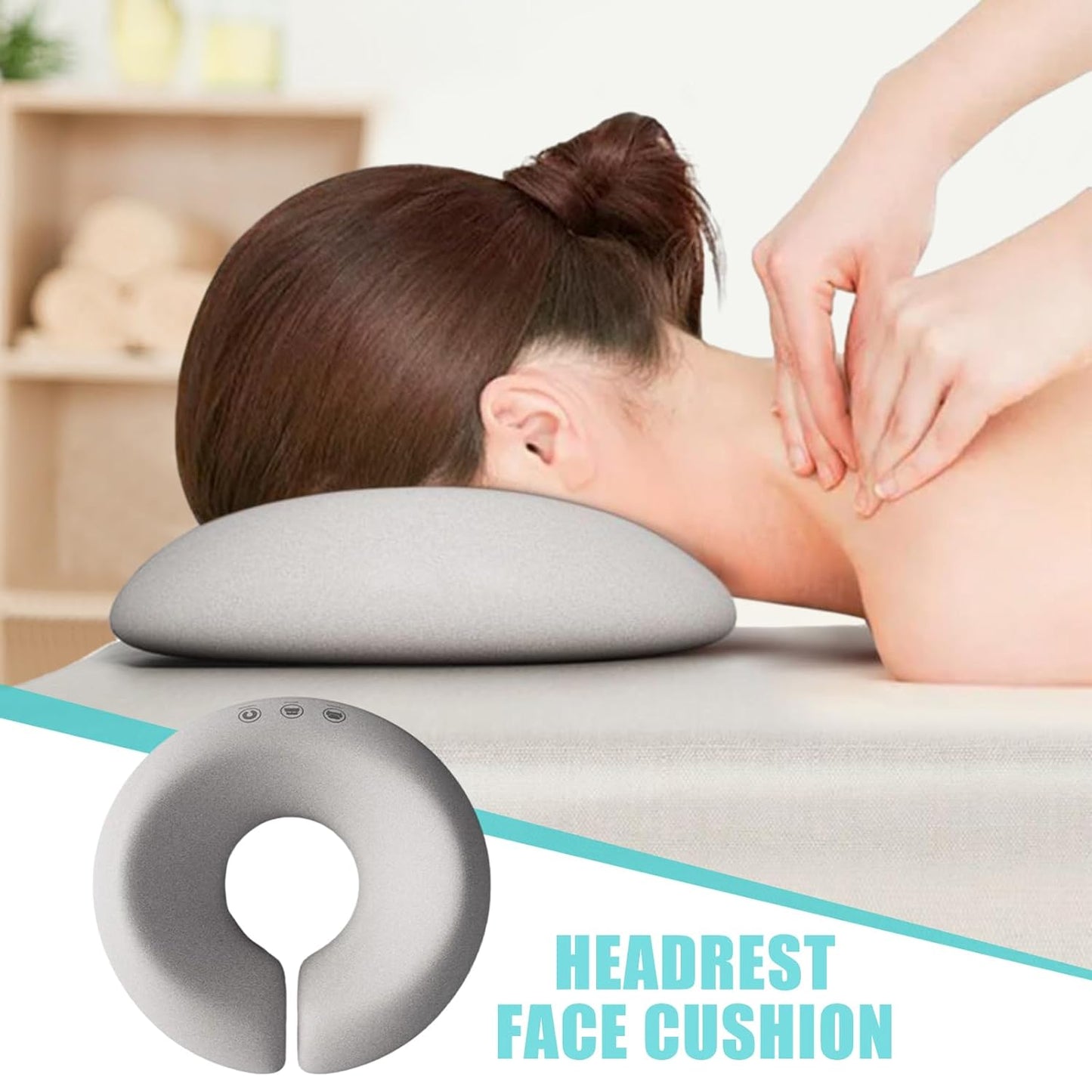 Ergonomic headrest cushion for massage table