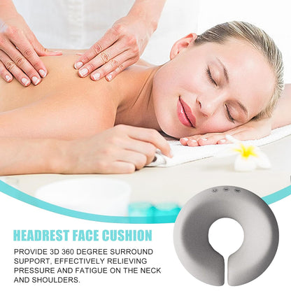 Ergonomic headrest cushion for massage table