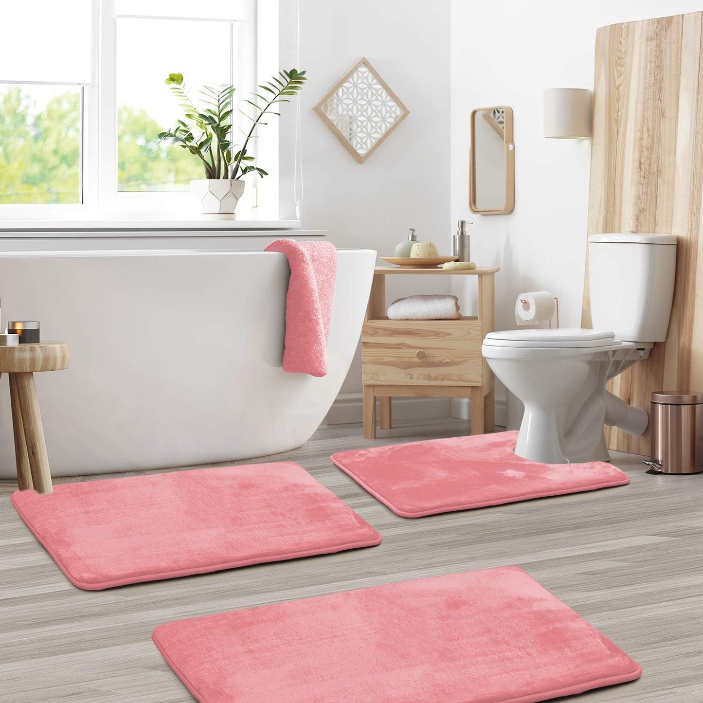 Skanto | VelvaLuxe 3-Piece Memory Foam Bath Mat Set – Non-Slip, Absorbent & Washable