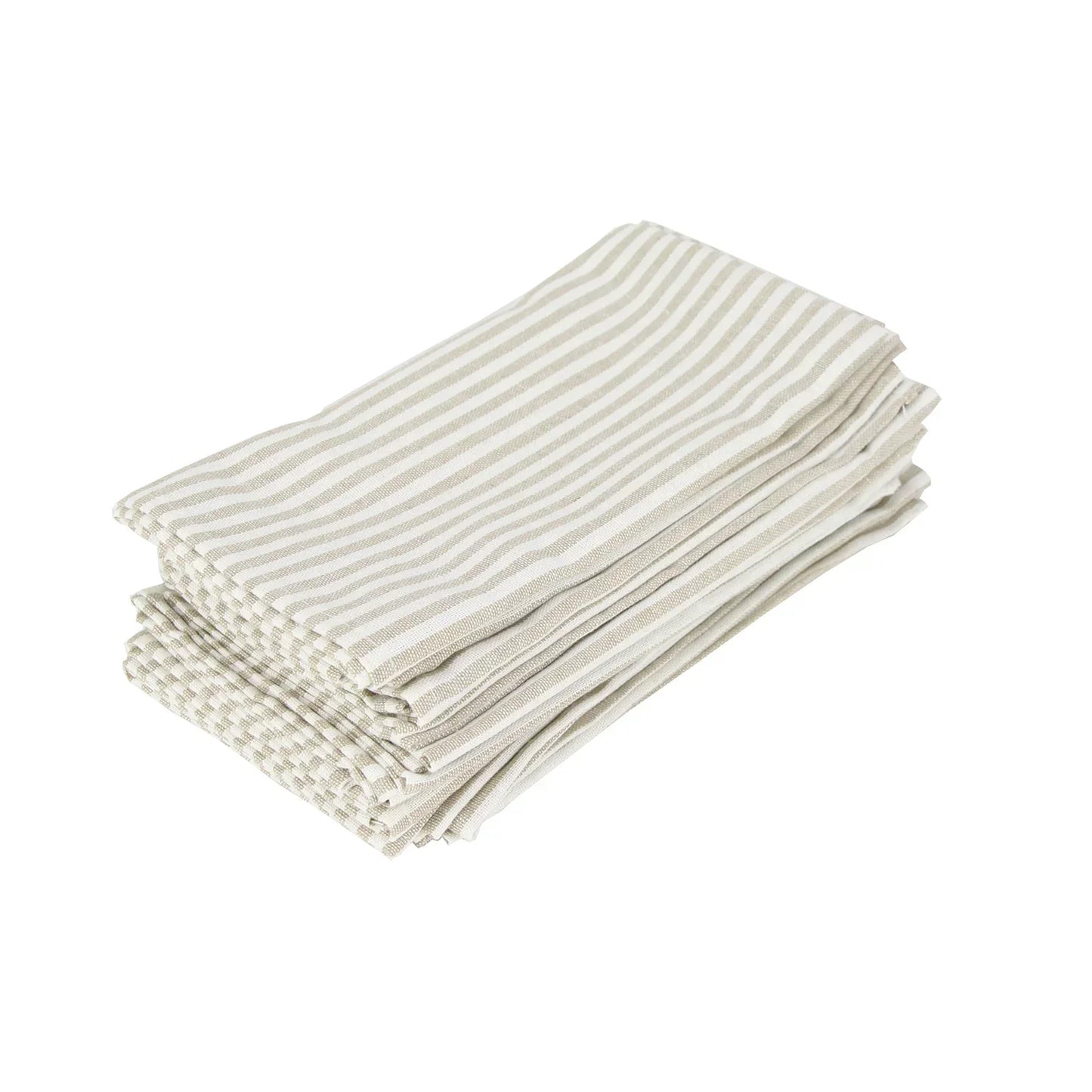 Plain Striped Cotton Linen Blend Table Napkins Set of 12 Cloth Napkins | Bowlift