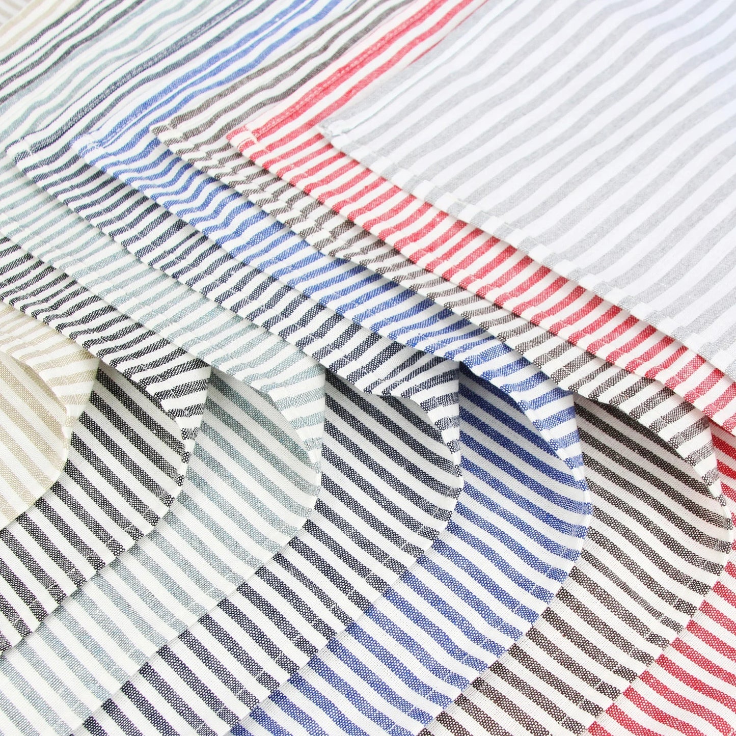 Plain Striped Cotton Linen Blend Table Napkins Set of 12 Cloth Napkins | Bowlift