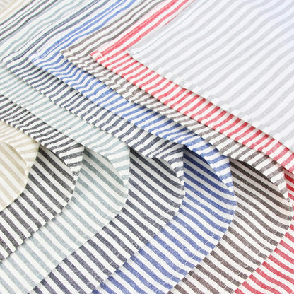 Plain Striped Cotton Linen Blend Table Napkins Set of 12 Cloth Napkins | Bowlift