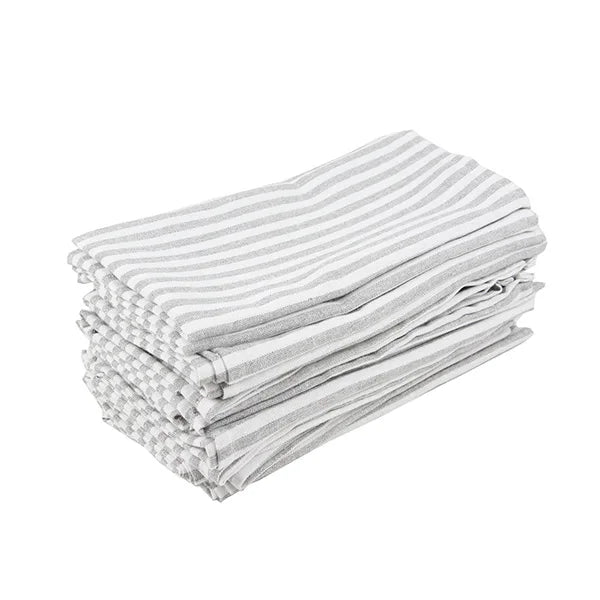 Plain Striped Cotton Linen Blend Table Napkins Set of 12 Cloth Napkins | Bowlift