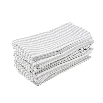 Plain Striped Cotton Linen Blend Table Napkins Set of 12 Cloth Napkins | Bowlift