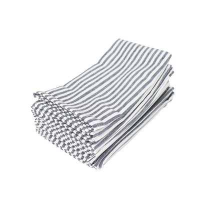 Plain Striped Cotton Linen Blend Table Napkins Set of 12 Cloth Napkins | Bowlift