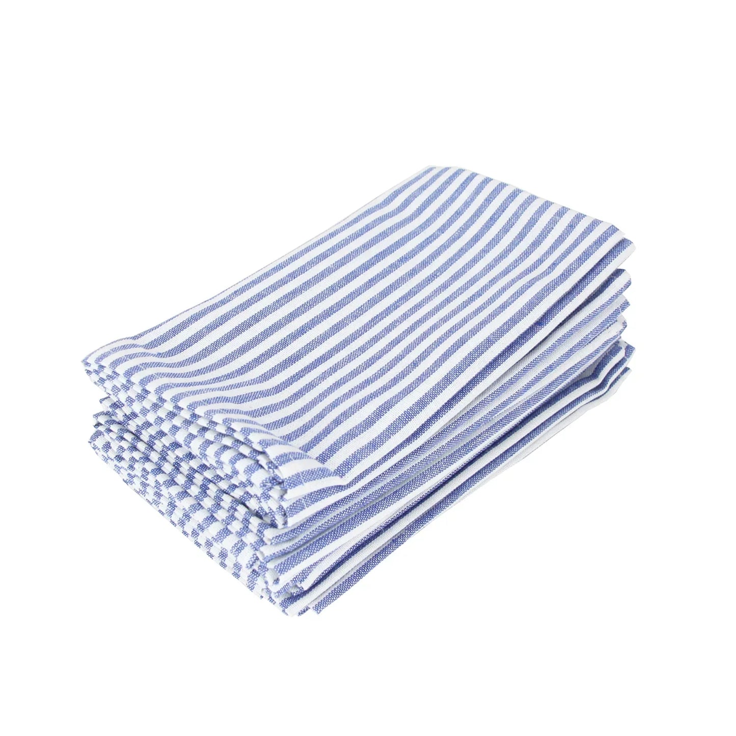 Plain Striped Cotton Linen Blend Table Napkins Set of 12 Cloth Napkins | Bowlift